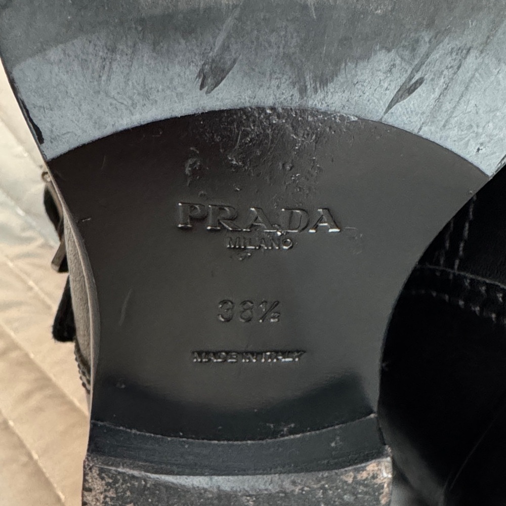 Prada Black Moto Boots with Buckle Accents - Picture 6 of 10
